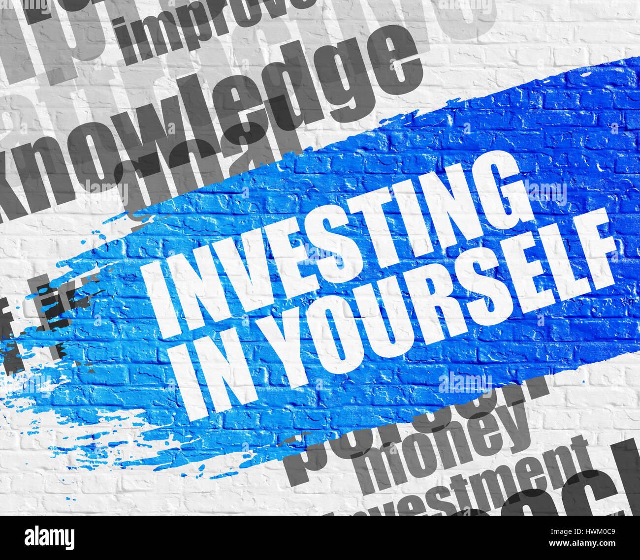 Investing In Yourself on the Brick Wall. Stock Photo