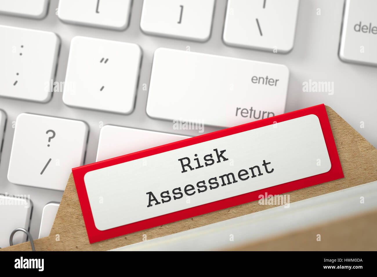 File Card with Risk Assessment. 3d. Stock Photo