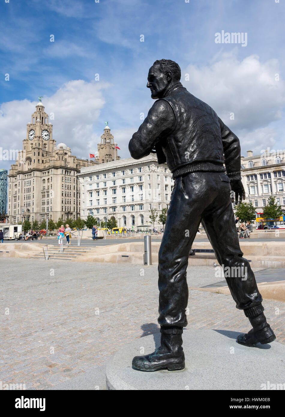 Statue of Captain Frederic John Walker looking out to sea at Liverpool Pier Head, England, UK Stock Photo