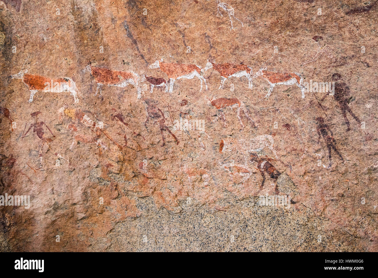 The White Lady of Brandberg, rock painting, Brandberg Mountain, Damaraland, Central Namibia, by Monika Hrdinova/Dembinsky Photo Assoc Stock Photo