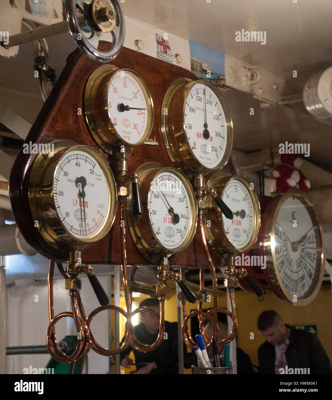 Engineroom dials aboard PS Waverley Stock Photo Alamy