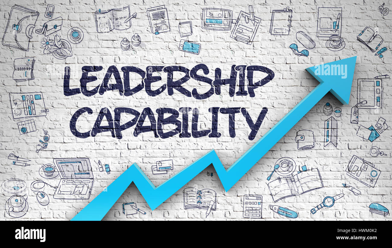 Leadership Capability Drawn on White Brickwall. 3d. Stock Photo