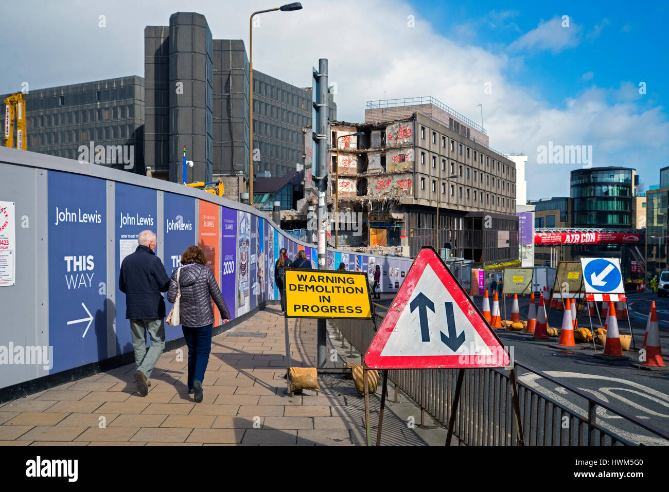 Demolition of the St James Centre in Edinburgh, built in the 1970's the