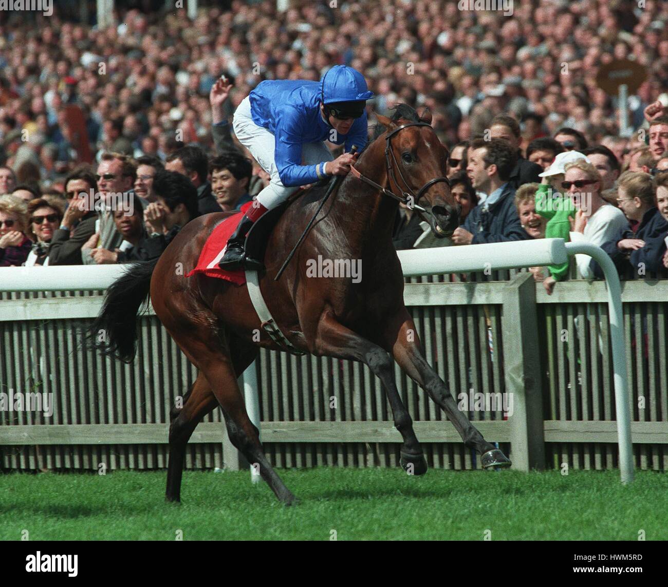 SWISS LAW WINS RACE PAGER STKS RIDDEN BY LANFRANCO DETTORI 23 May 1997 Stock Photo