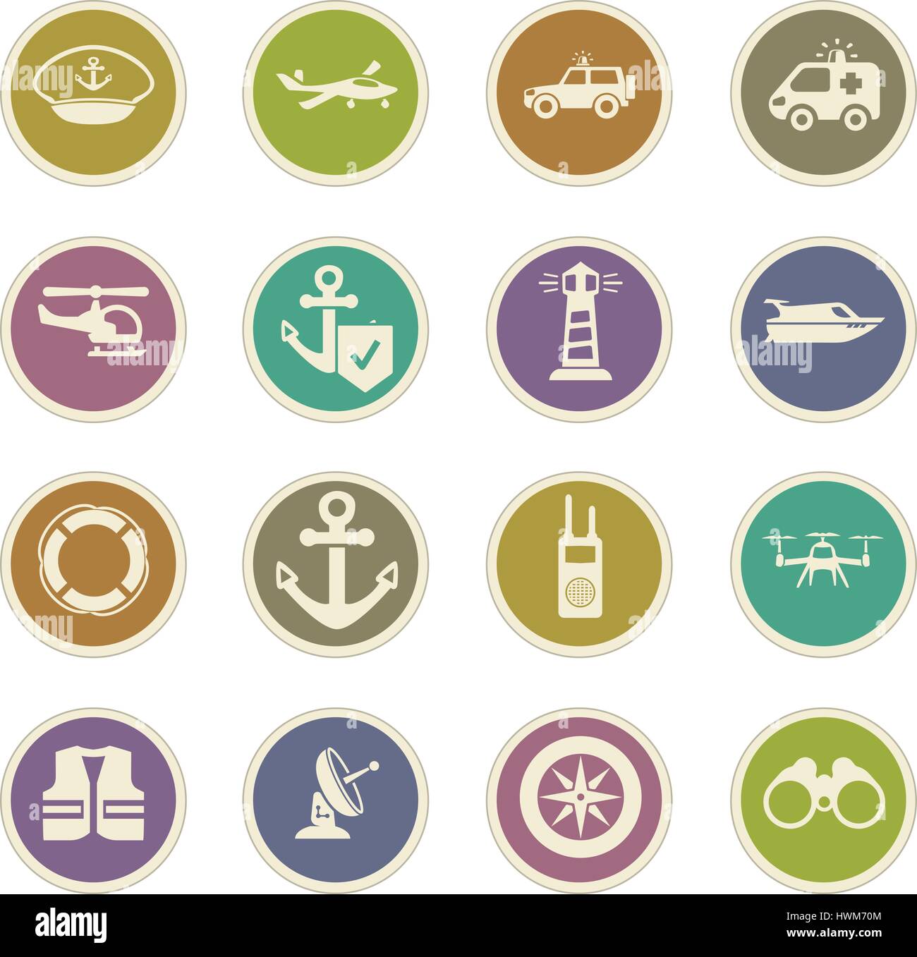Coast Guard icon set for web sites and user interface Stock Vector ...