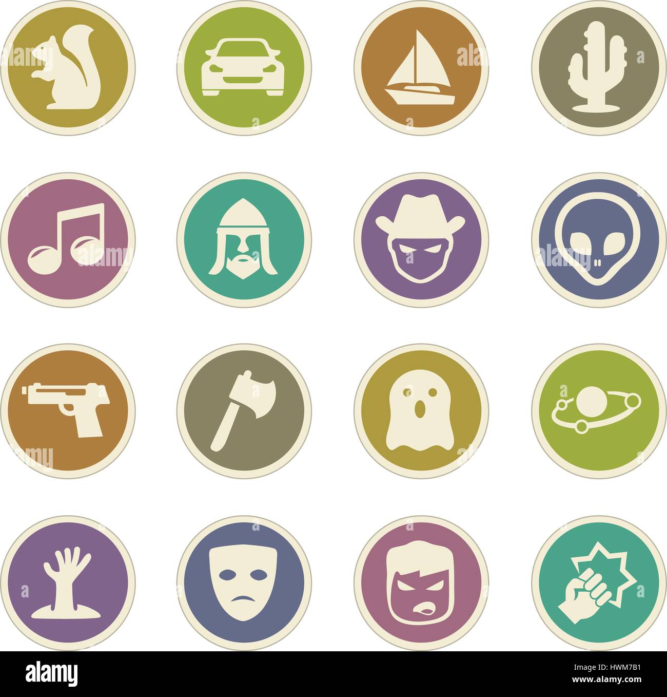 Set of movie genres black icons isolated on white. Vector illustration ...