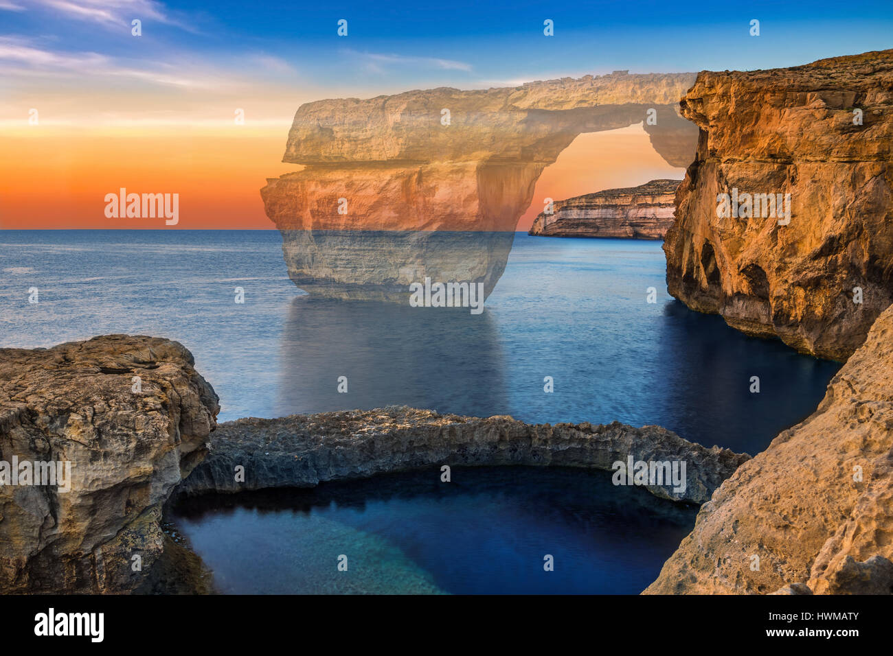 Blue window gozo hi-res stock photography and images - Alamy