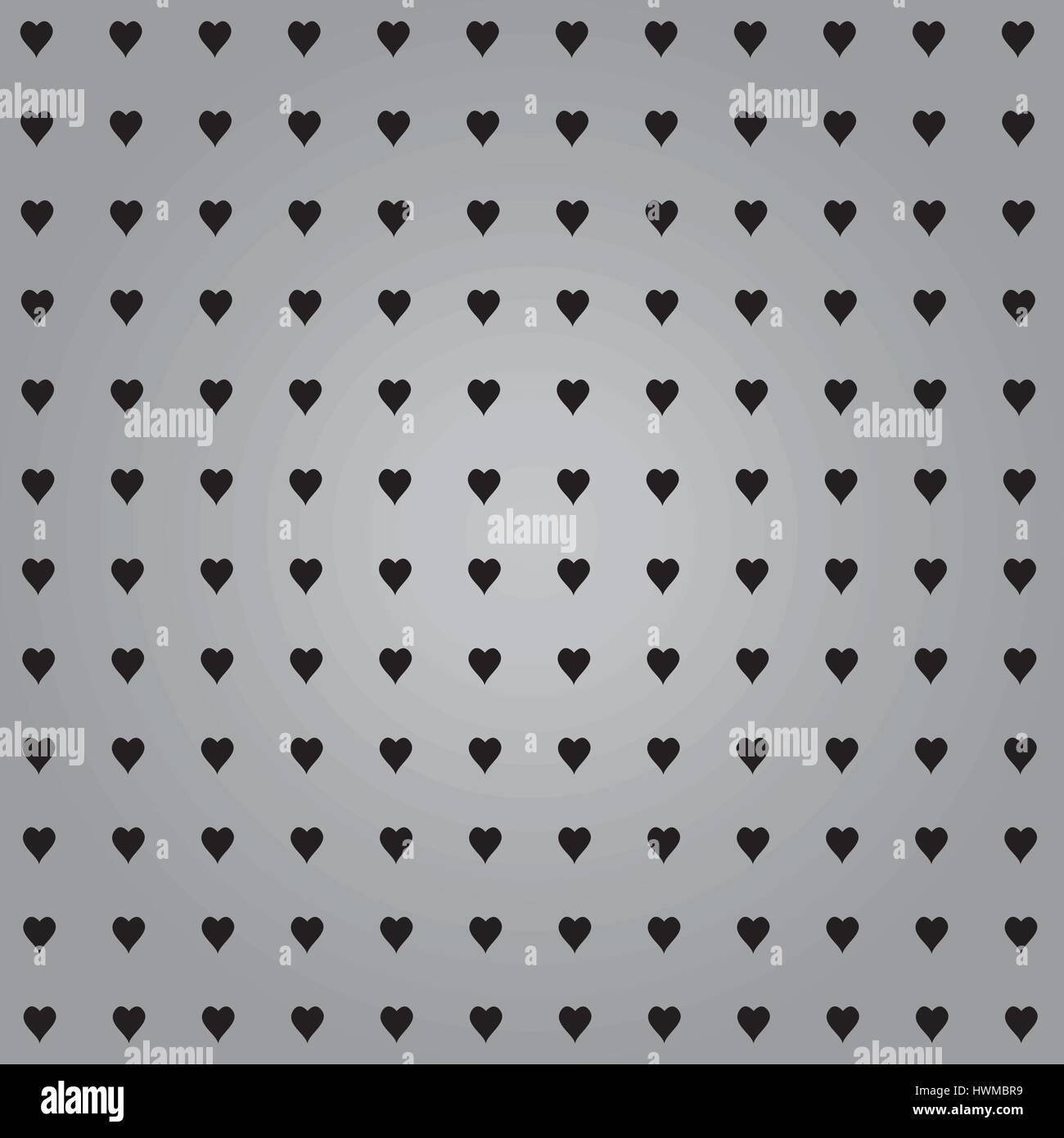line of hearts with grey background Stock Vector