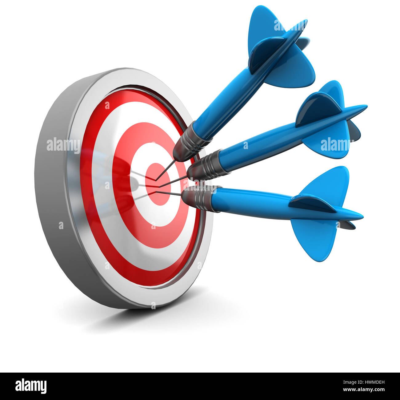 abstract 3d illustration of three darts in target Stock Photo Alamy