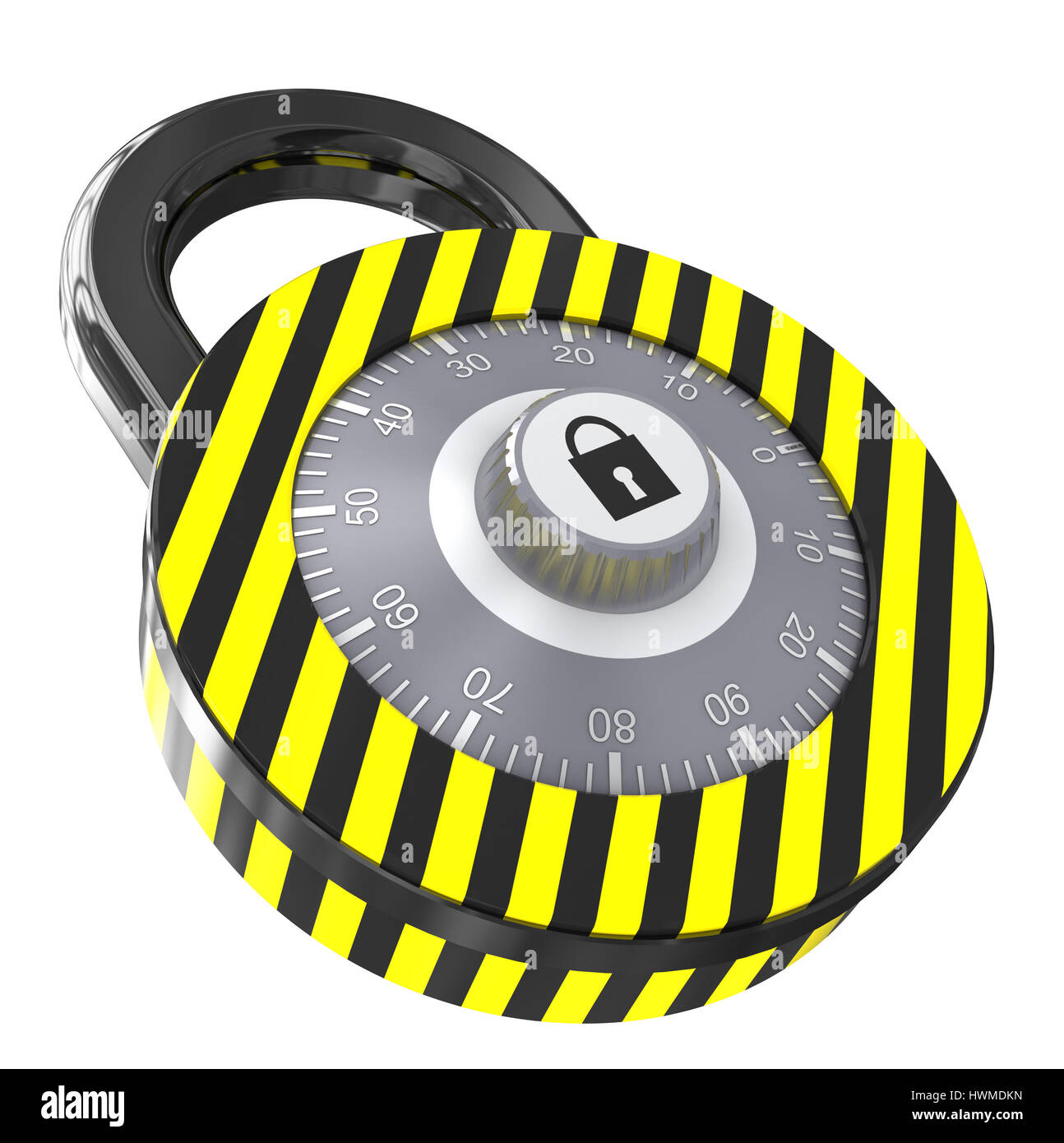 3d illustration of combination lock isolated over white background