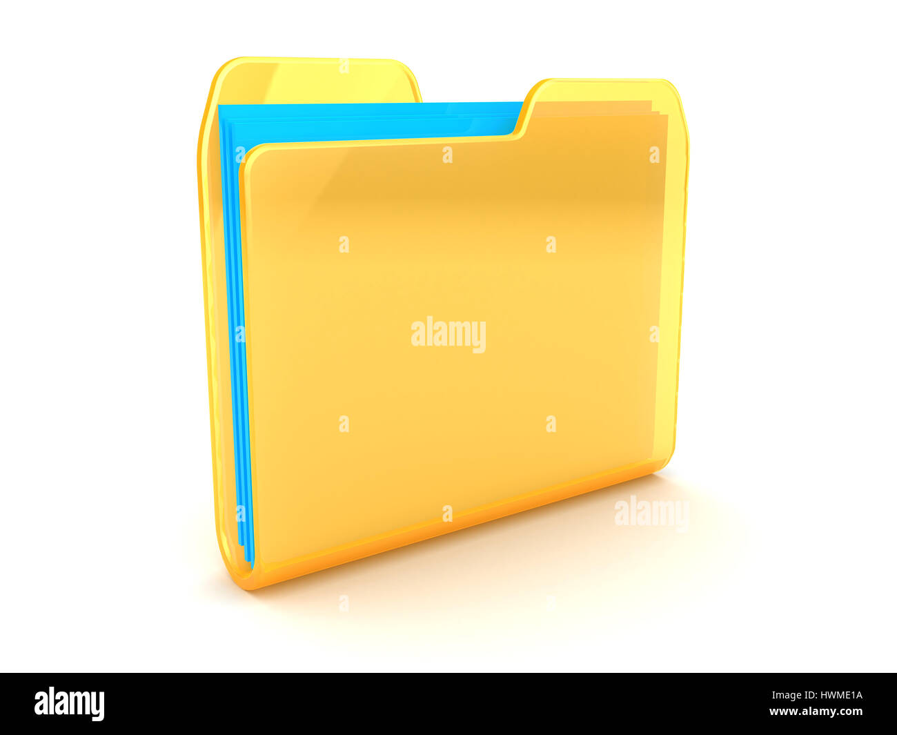 3d illustration of folder with blue paper Stock Photo - Alamy