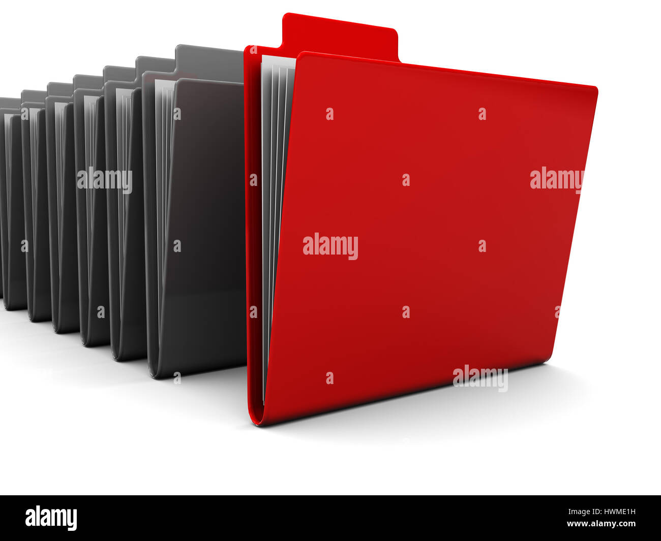 File Folder Row 3d illustration of folders row with one selected Stock Photo - Alamy