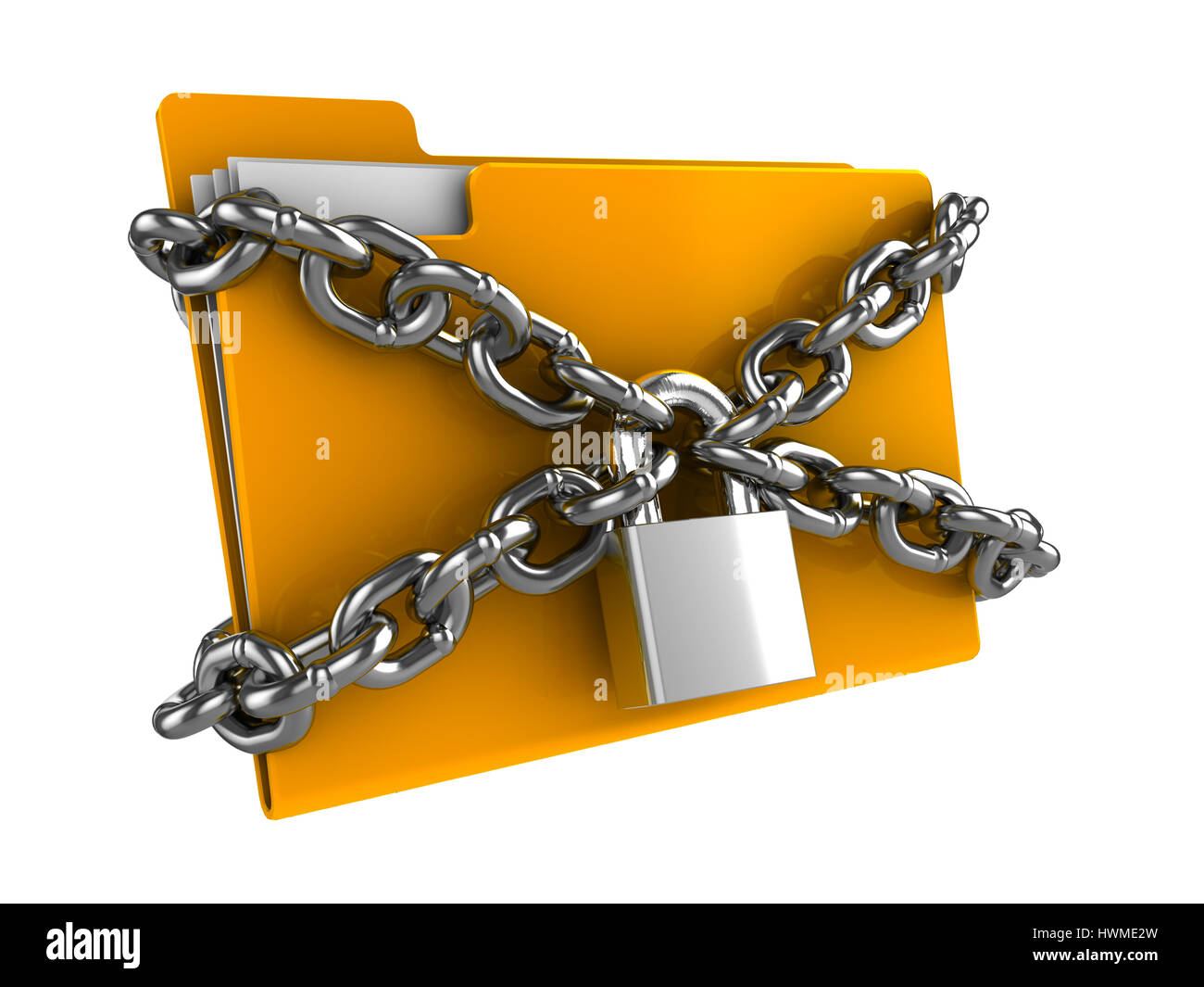 3d illustration of documetns folder locked by chains Stock Photo - Alamy
