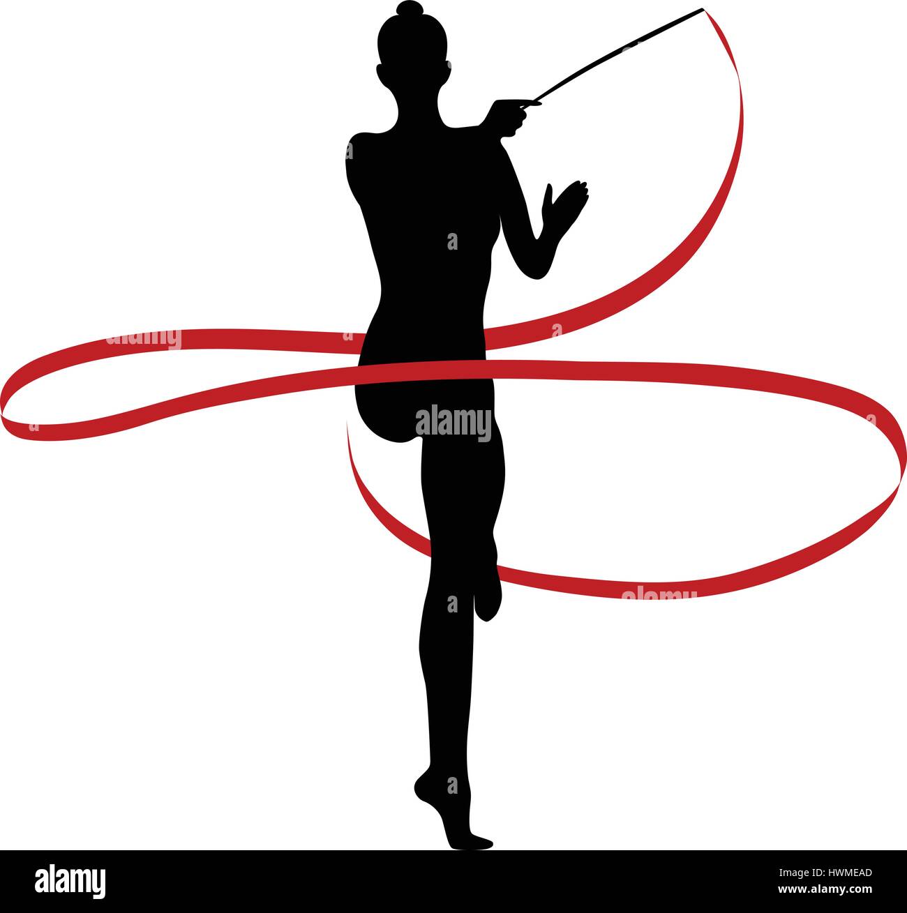 young girl gymnast with red ribbon for rhythmic gymnastics Stock Vector Image & Art Alamy