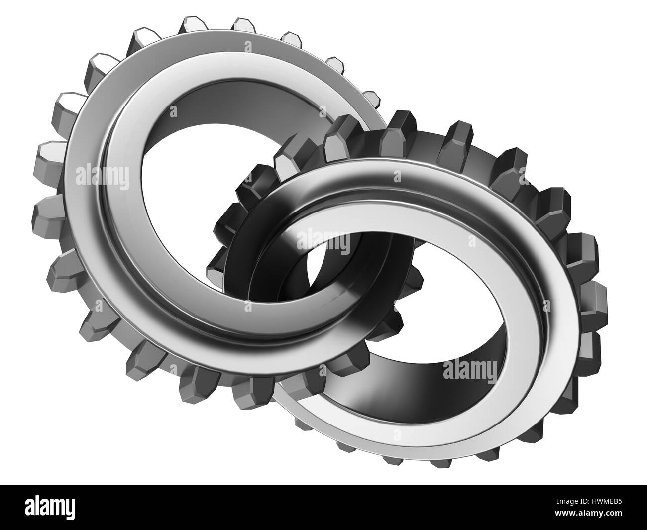 3d illustration of two gear wheels Stock Photo