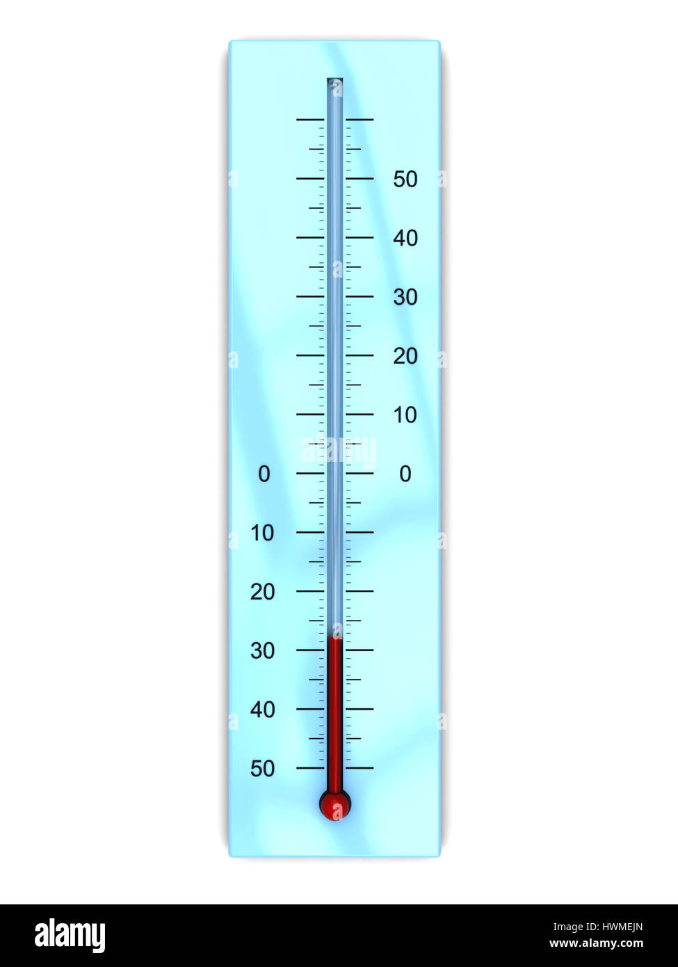 3d illustration of thermometer with cold temperature, isolated over white backgroun Stock Photo