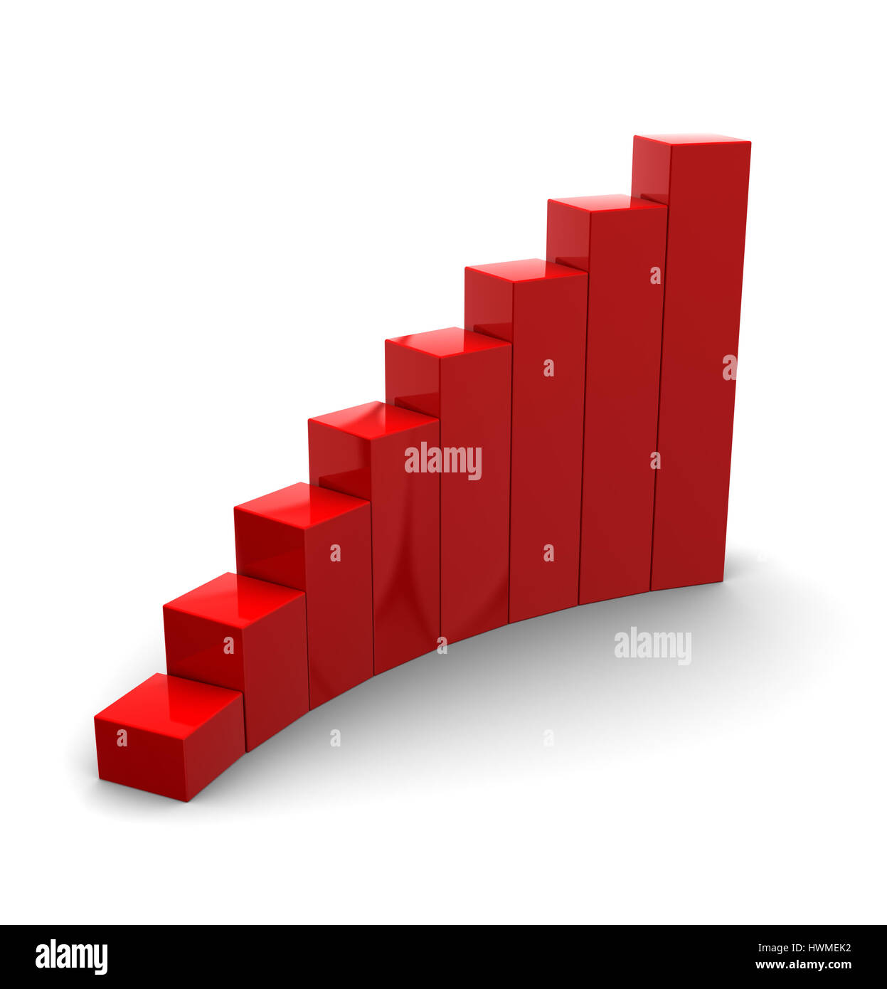 3d illustration of generic rising charts over white background Stock ...