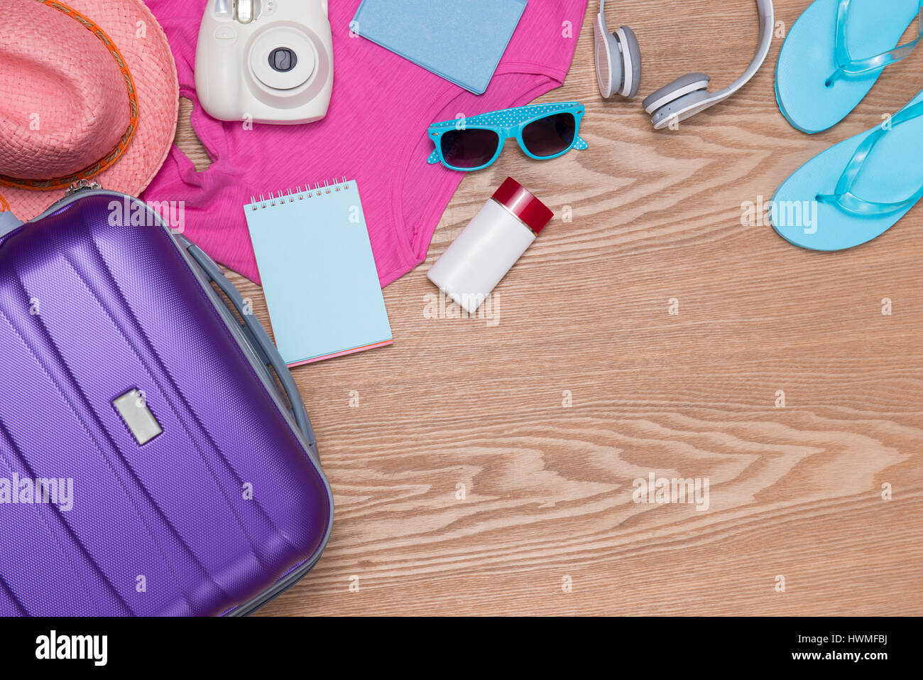 Vacations concept. holiday suitcase. Ready for travel. Stock Photo