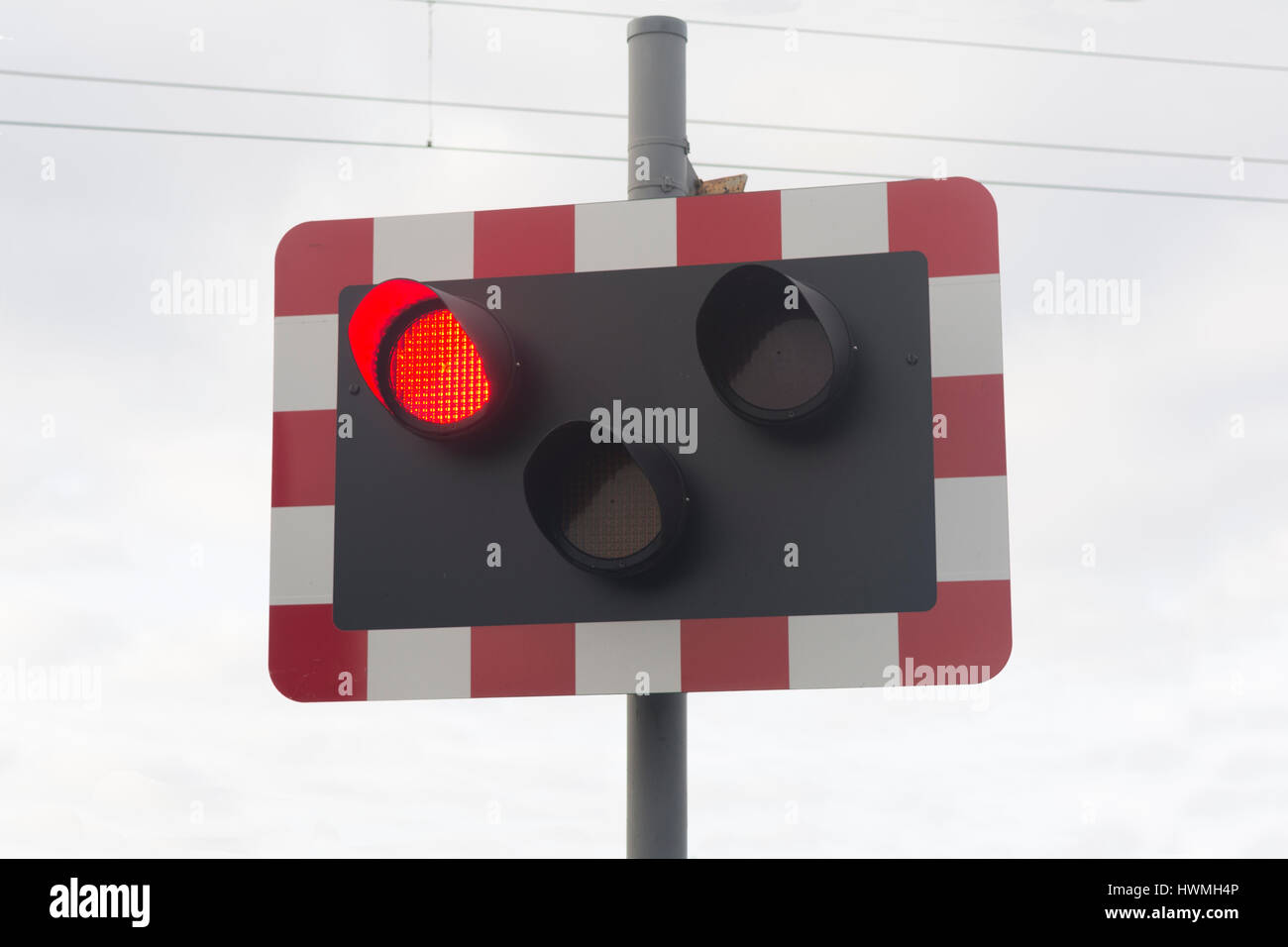 Level crossing warning lights Stock Photo