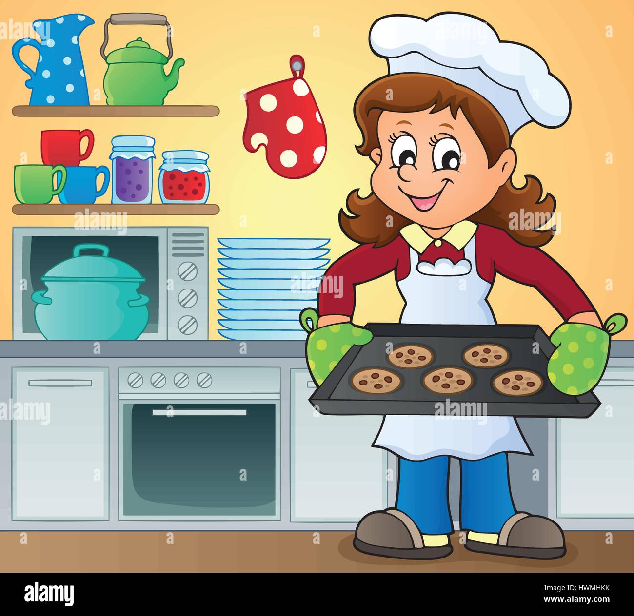 Female cook theme image 5 - eps10 vector illustration Stock Vector ...