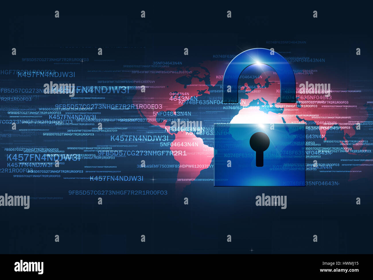 digital coding lcok concept internet security blue background Stock ...