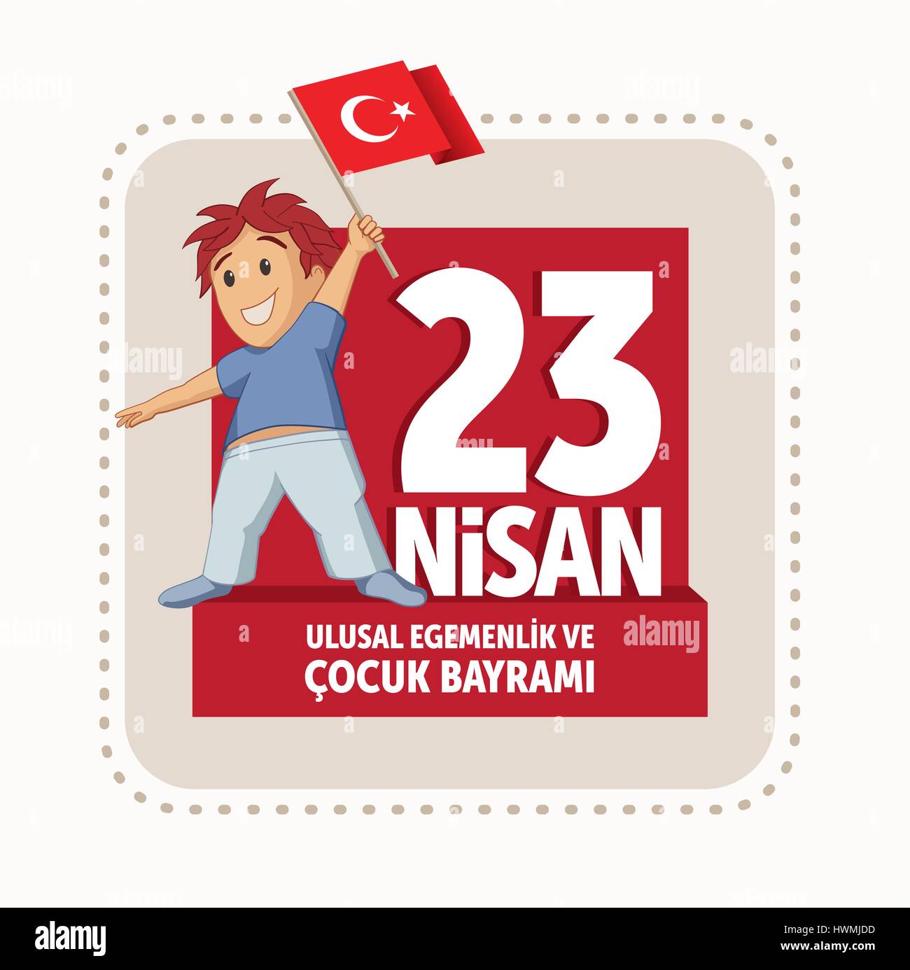 Vector illustration of the 23 Nisan Çocuk Bayrami, April 23 Turkish National Sovereignty and Children's Day, design template for the Turkish holiday. Stock Vector