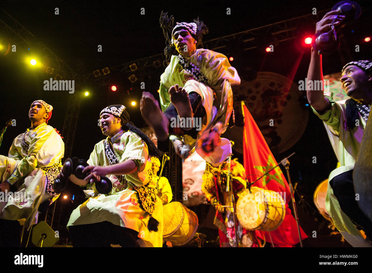MOROCCO, ESSAOUIRA: From 12th to 15th May 2016 the 19th ediition of the Gnaoua and World Music Festival took place. More than 30 concerts in six venue Stock Photo