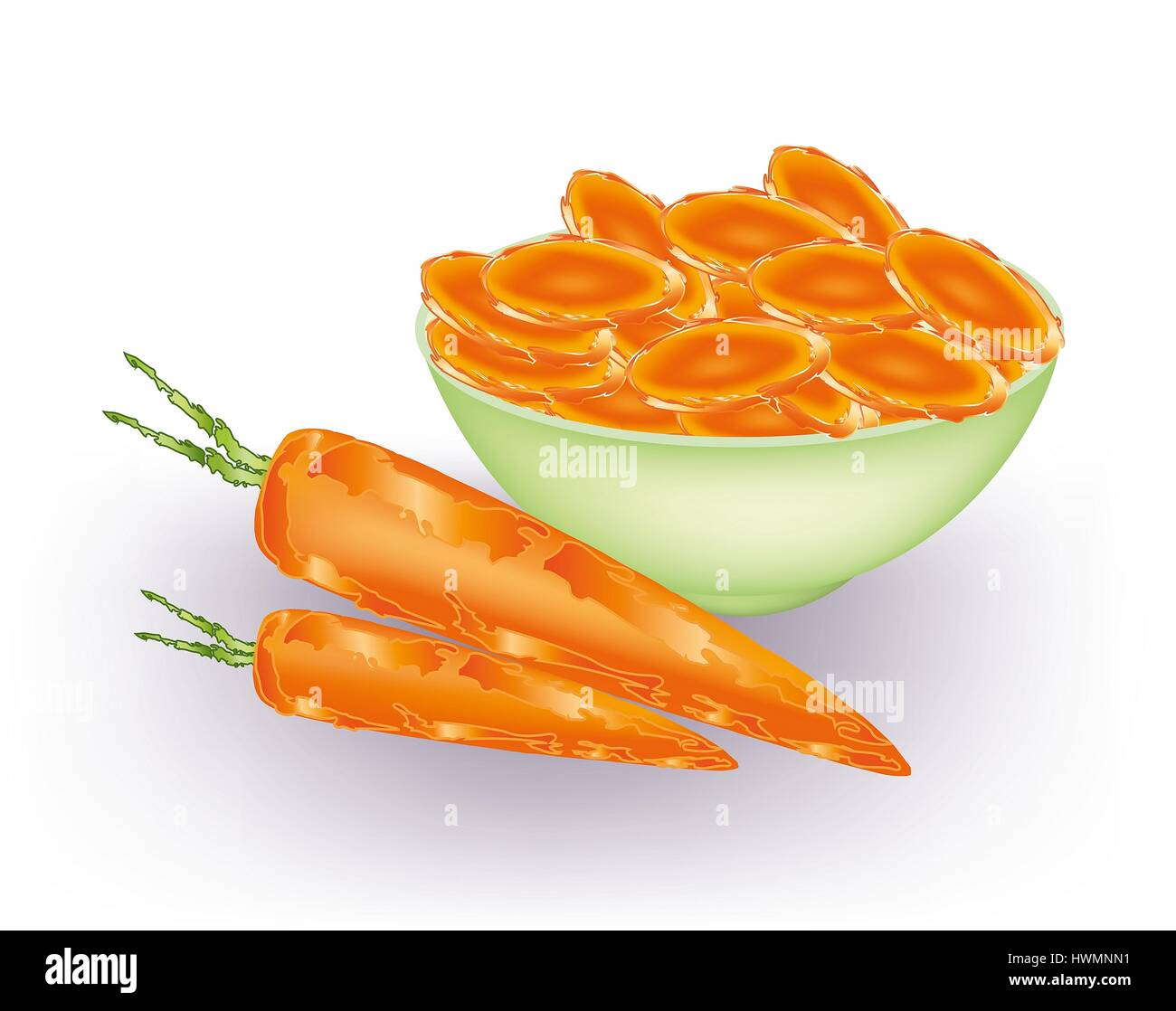 Slices of carrots in a bowl Stock Photo