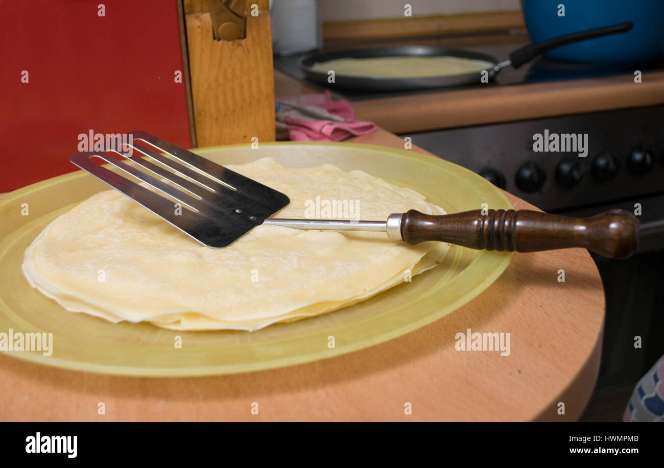 Preparing pancakes for dinner Stock Photo Alamy