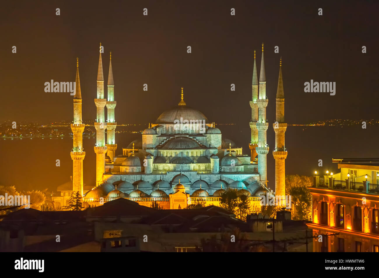 Blue mosque Istanbul by night Stock Photo - Alamy