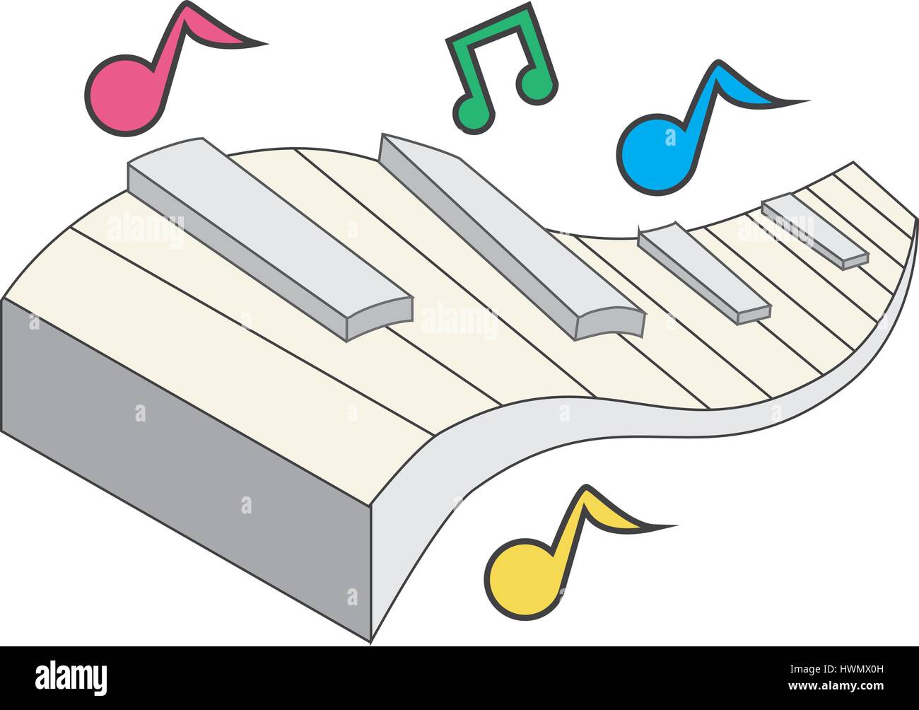 piano keyboard with notes vector Stock Vector Image & Art - Alamy