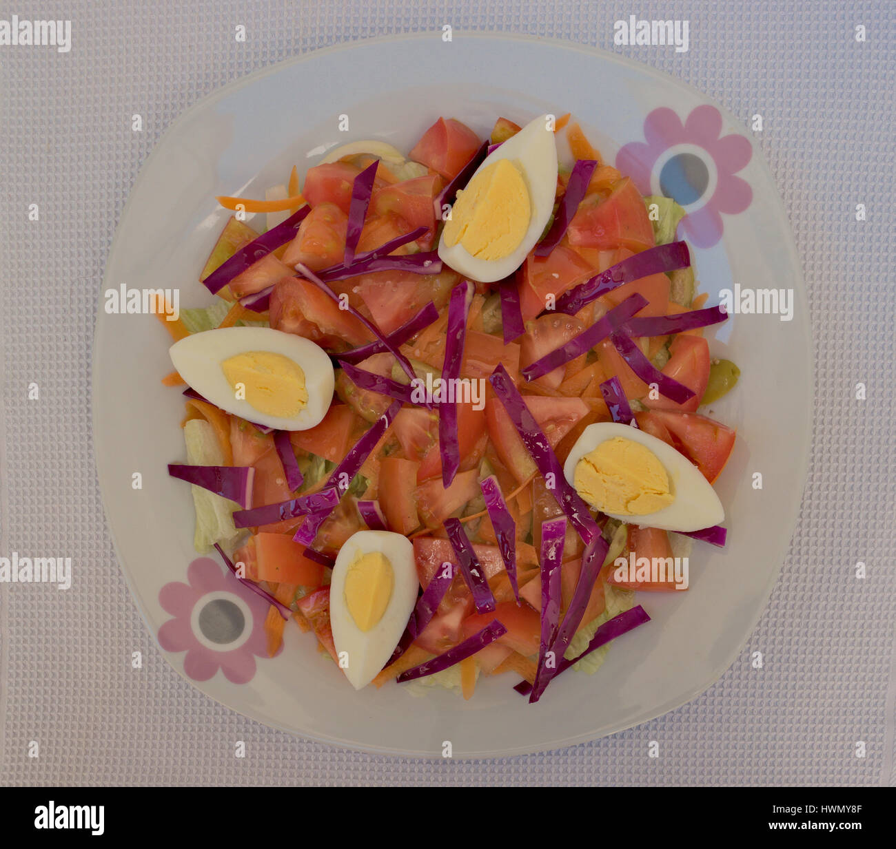 Tomato salad lettuce and egg Stock Photo Alamy