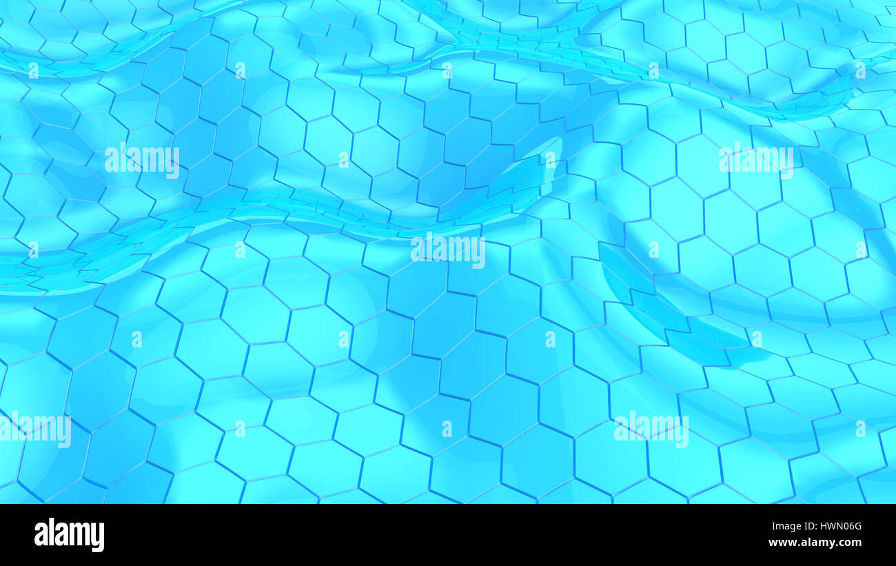 3d illustration of blue hexagons background Stock Photo - Alamy