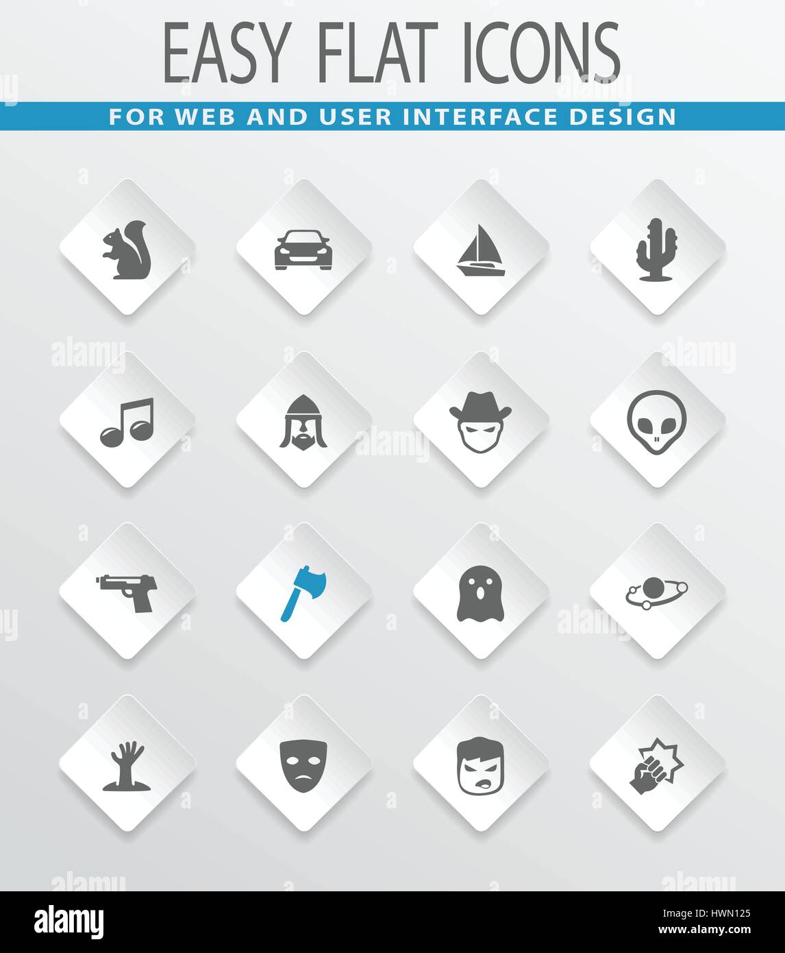 Set of movie genres easy flat web icons for user interface design Stock ...