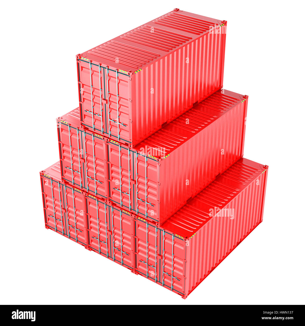 Stacked red cargo containers over white Stock Photo Alamy