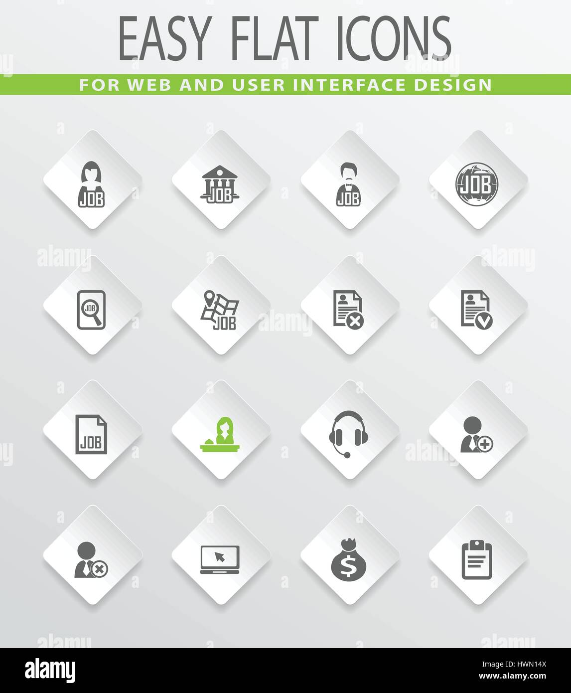 Job easy flat web icons for user interface design Stock Vector Image ...