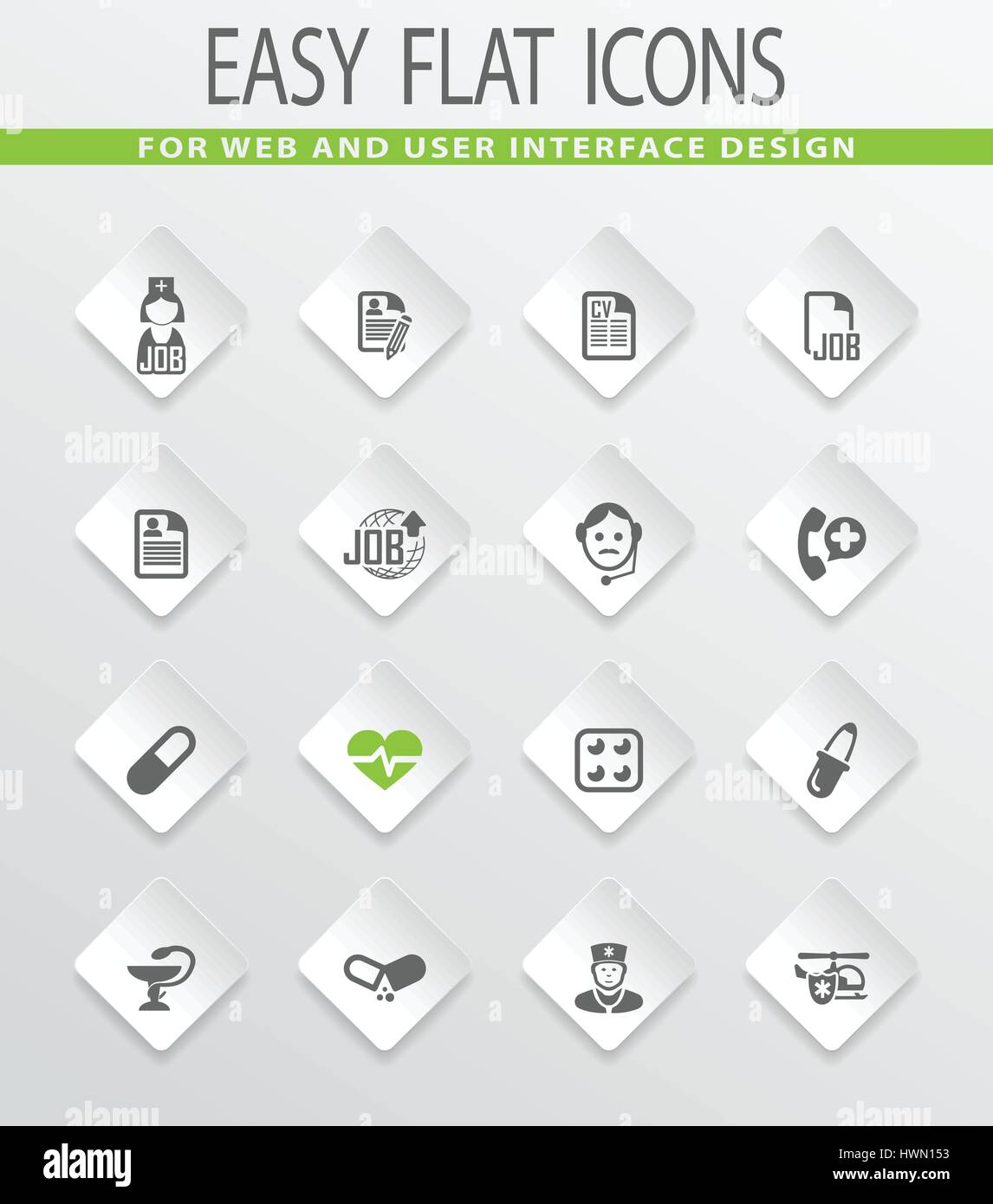 Job easy flat web icons for user interface design Stock Vector Image ...