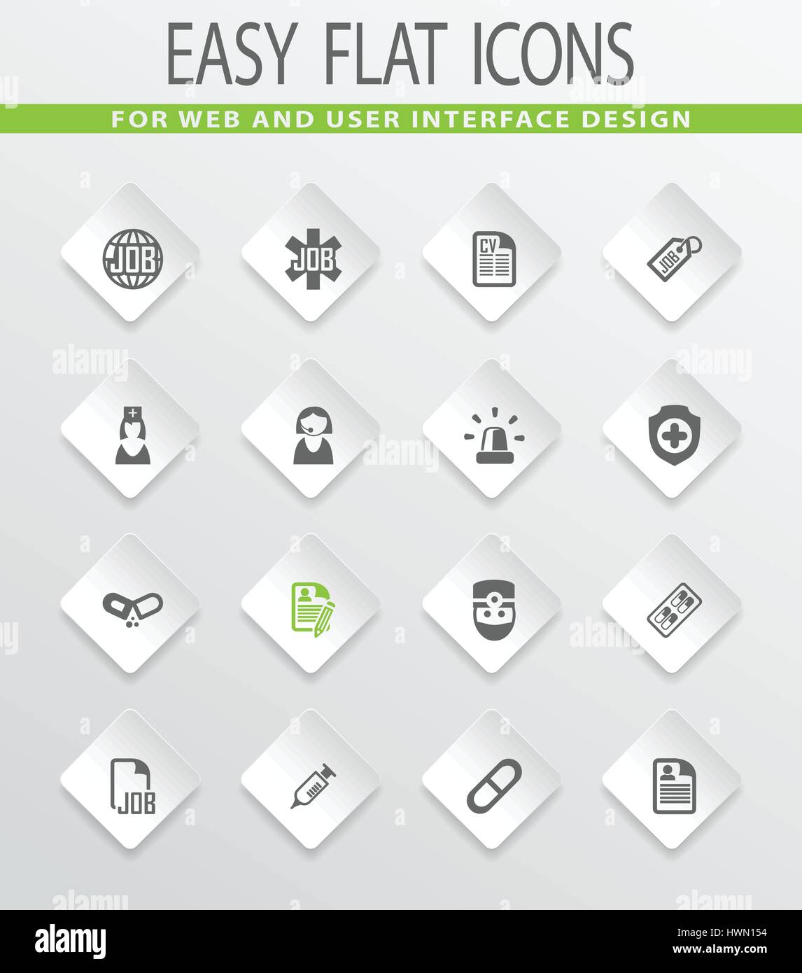Job easy flat web icons for user interface design Stock Vector Image ...