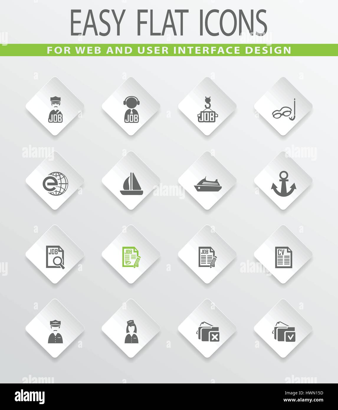 Job easy flat web icons for user interface design Stock Vector Image ...
