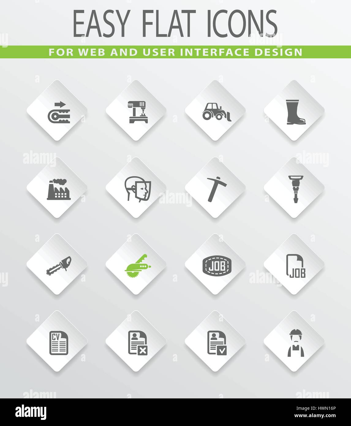 Job easy flat web icons for user interface design Stock Vector Image ...