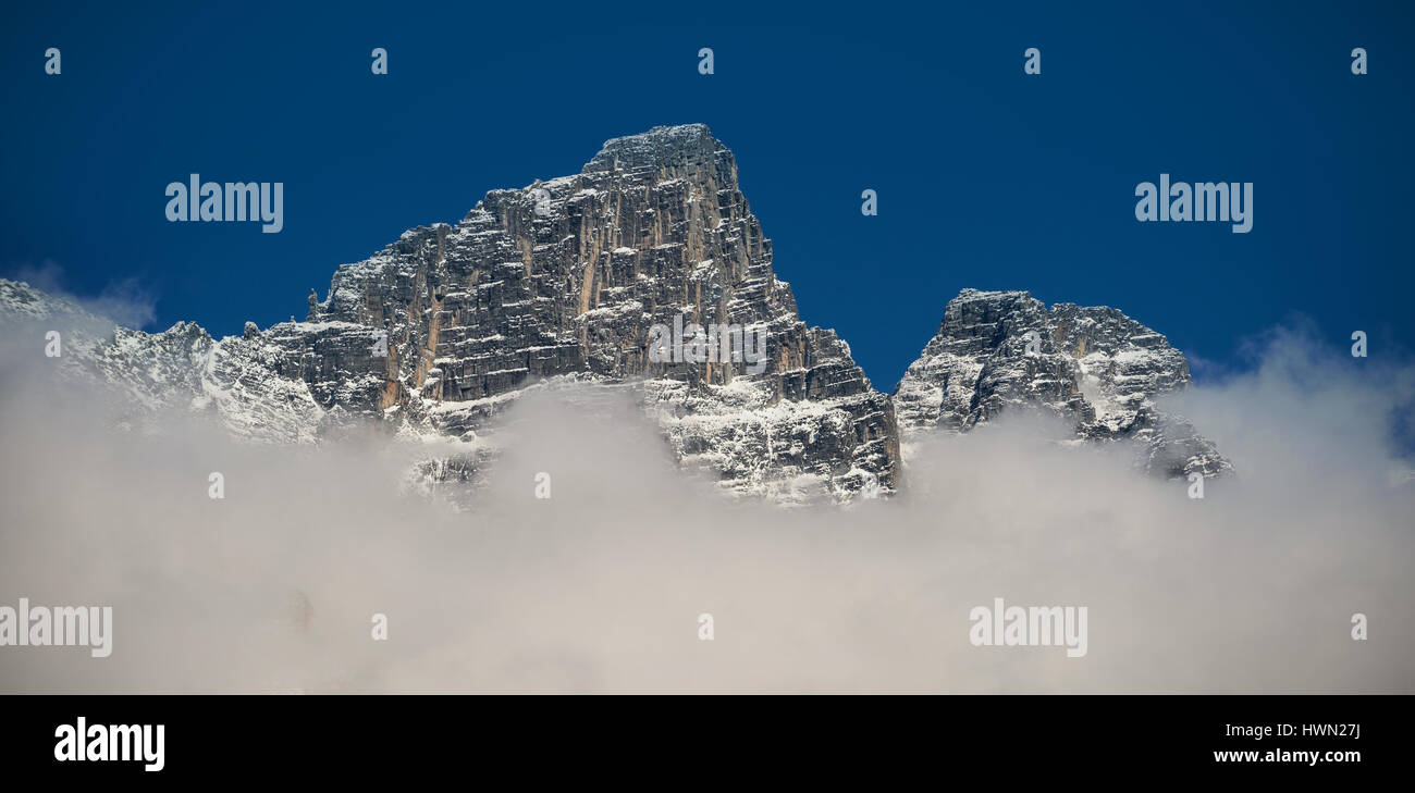 View of beautiful snowy mountain range and clouds Stock Photo - Alamy