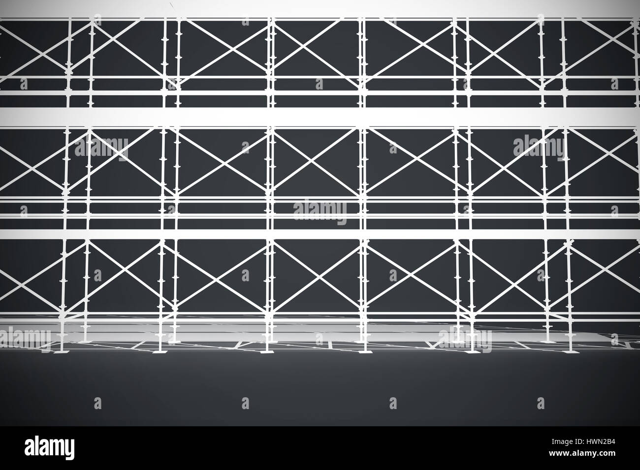 3d illustration of metal grate with planks against dark grey background