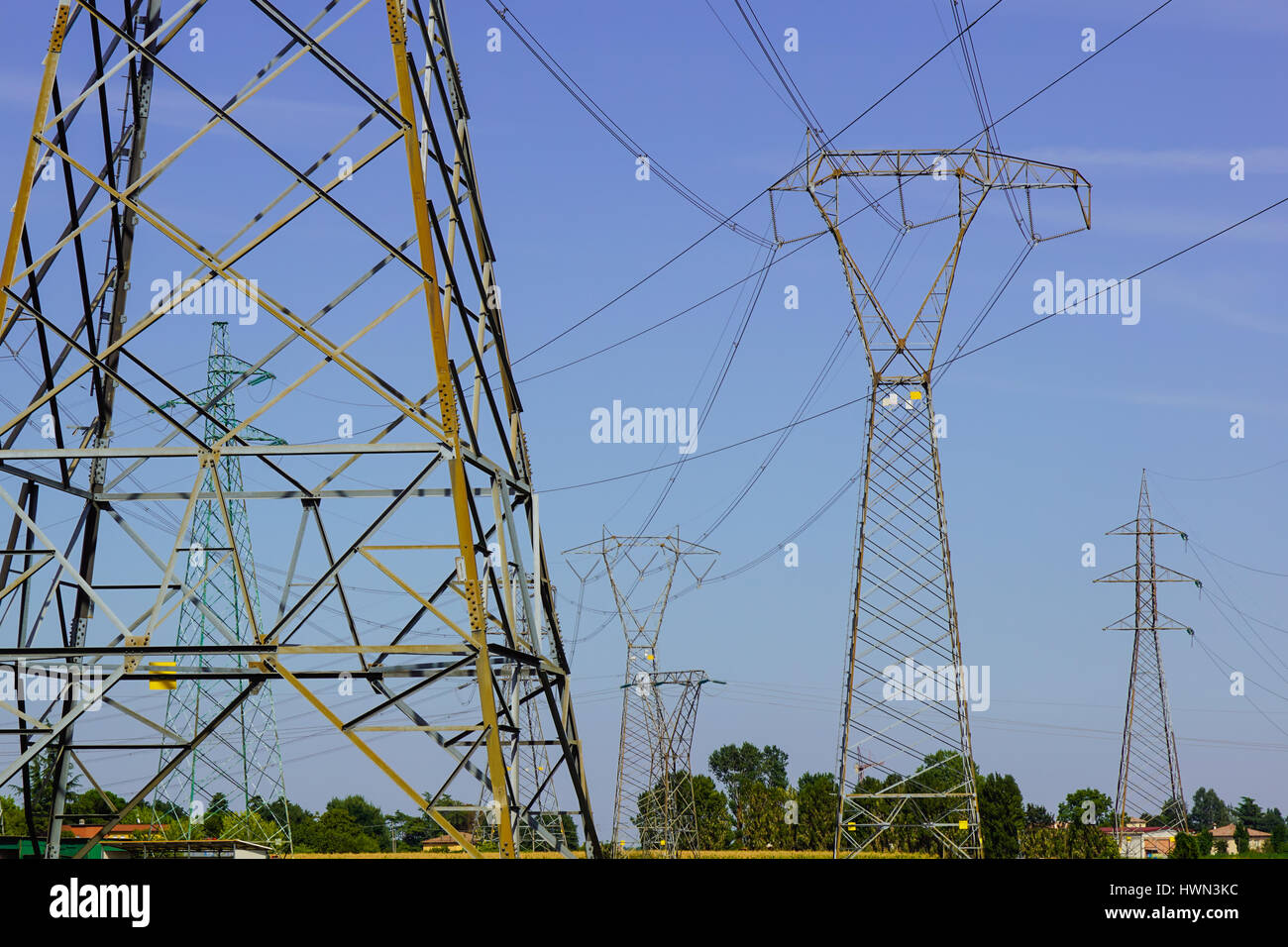 power pole for elecricity under blue sky Stock Photo - Alamy