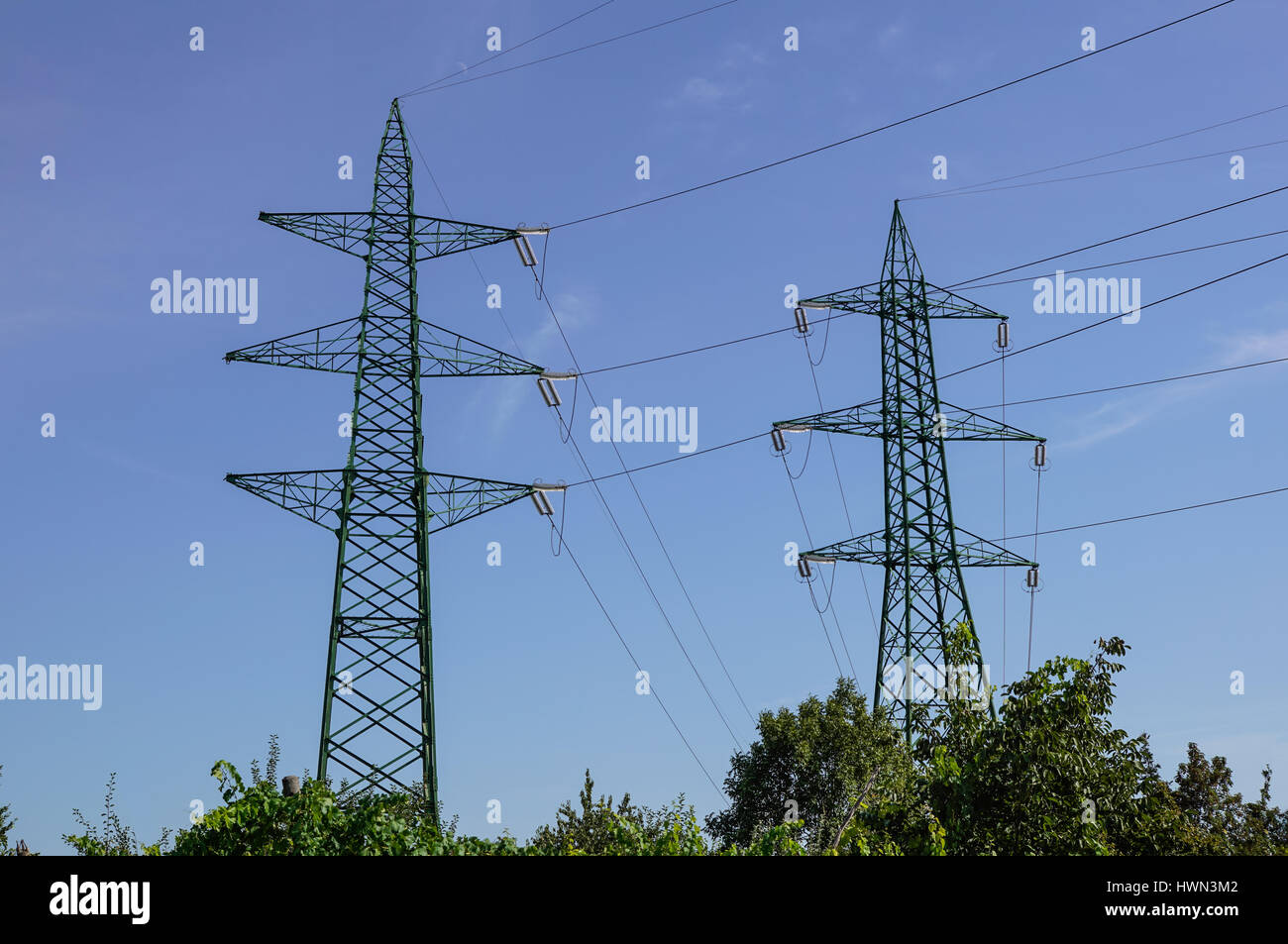 power pole for elecricity under blue sky Stock Photo - Alamy