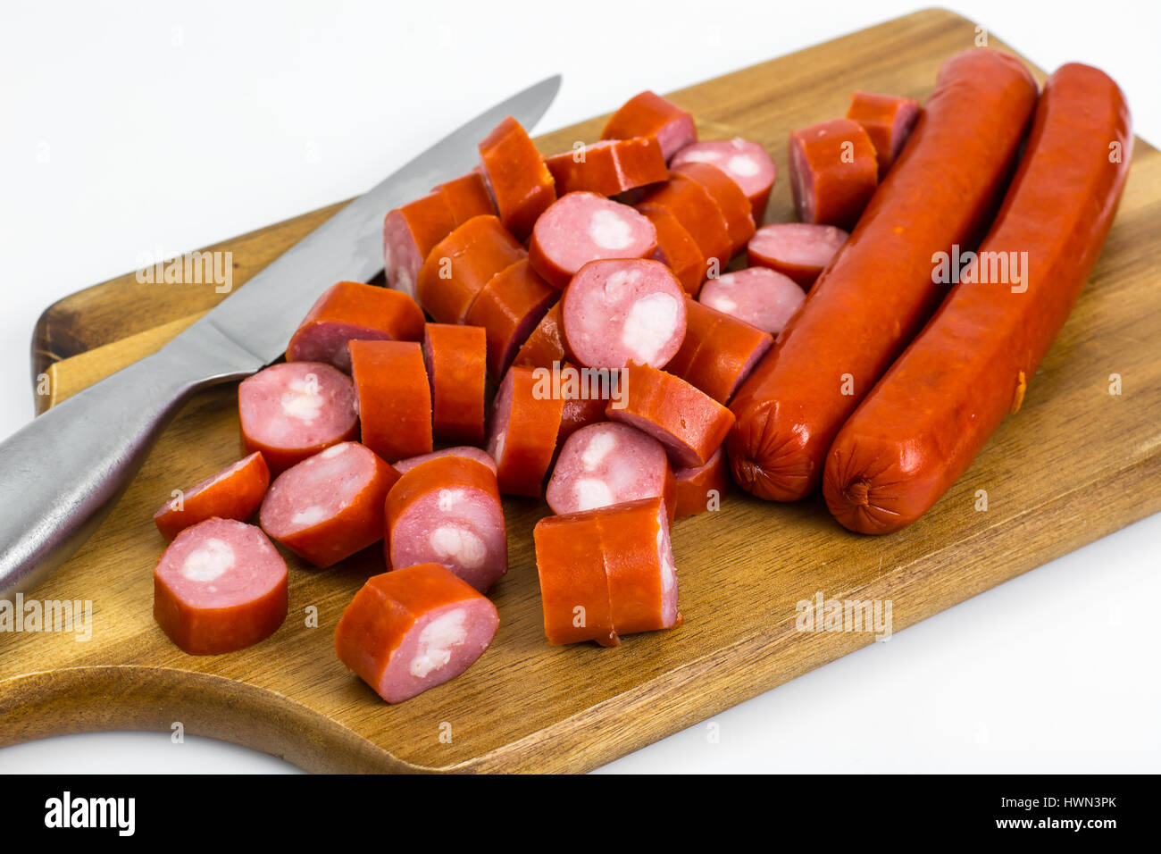 Cabbage smoked sausages Stock Photo