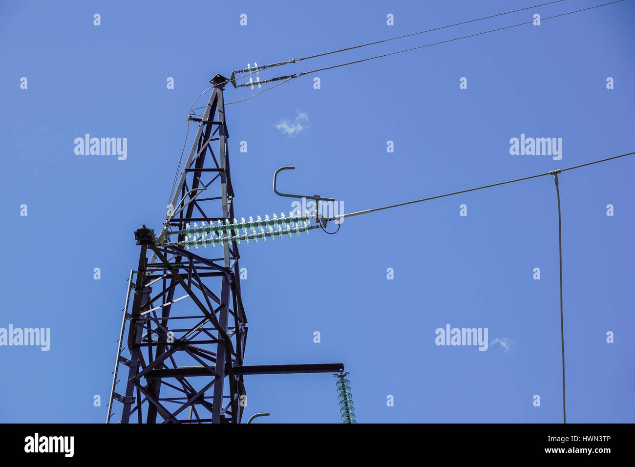 power pole for elecricity under blue sky Stock Photo - Alamy