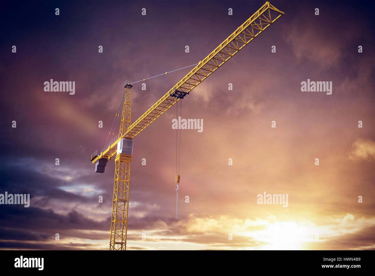 Studio Shoot of a crane against cloudy sky landscape Stock Photo - Alamy