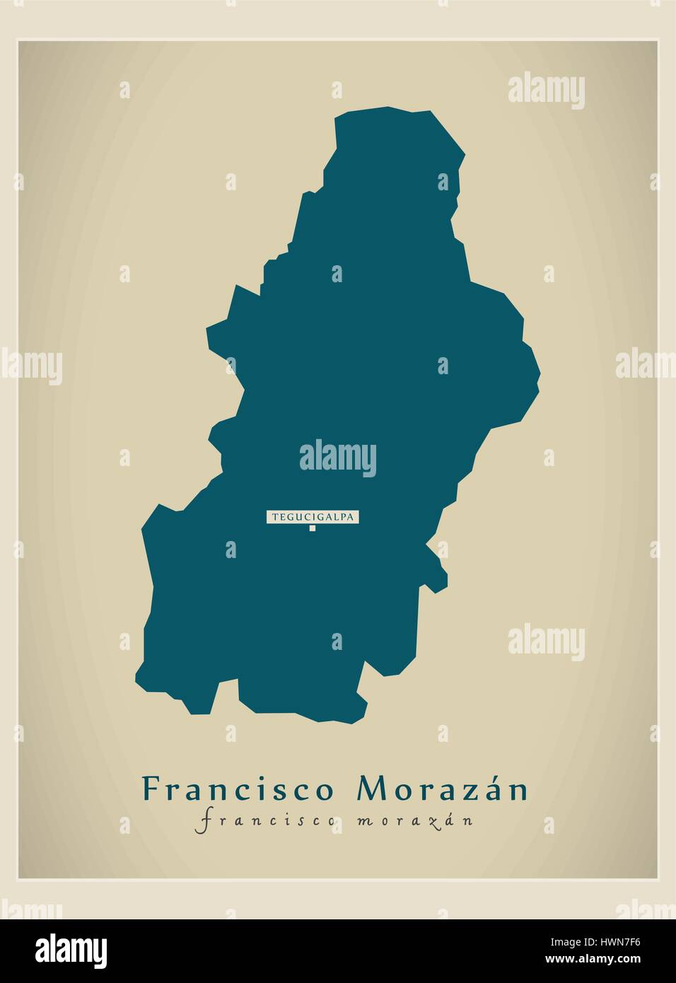 Modern Map - Francisco Morazan HN Stock Vector