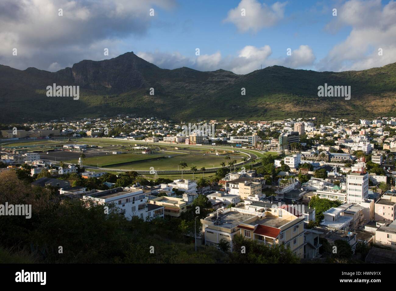 Mauritius, Port Louis, Champ de Mars Racecourse from Fort Adelaide, morning Stock Photo