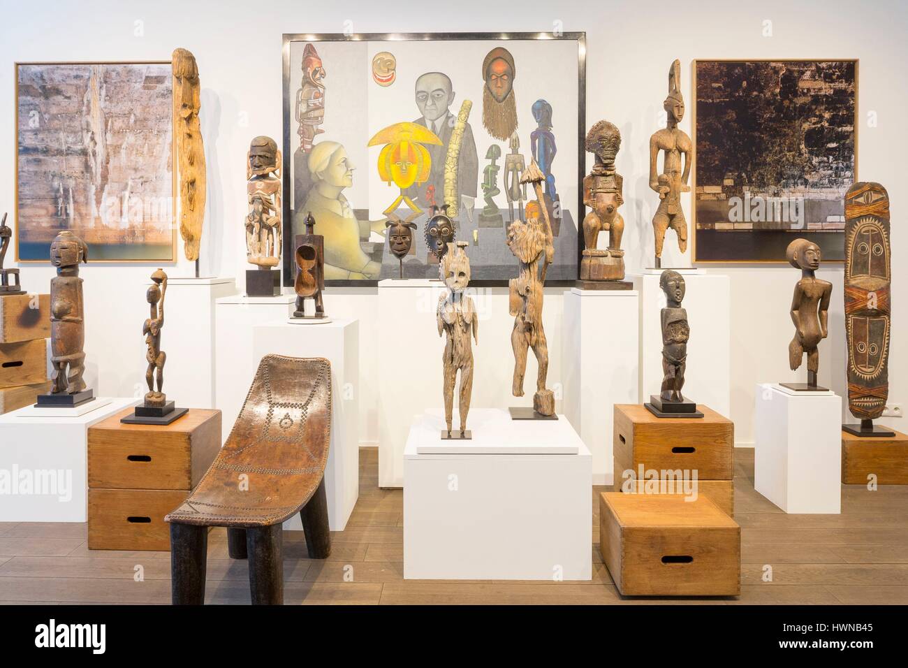 Belgium, Brussels, Ixelles area, Rue du chatelain, Maison Particuliere, private contemporary art center and founded in 2011 by two French collectors Amaury and Myriam de Solages, PAIR (e) exhibition, african art Stock Photo